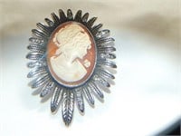 Italian Carved Shell Brooch Pendant Amedeo