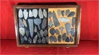 Display Case of Arrowheads (Authenticity Unknown)