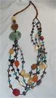 Carved Jade & Other Gemstone Multi Strand Necklace