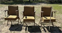3 Sturdy Metal Frame/Cloth Seat Folding Chairs