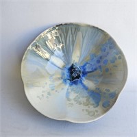 Handmade Pottery Bowl w/Metallic Crystal Glaze