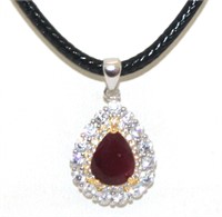 WHITE SAPPHIRES and RUBY NECKLACE.