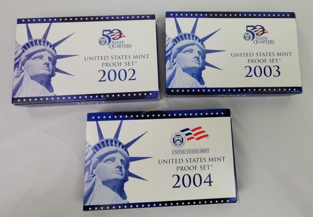 2002 - 2004 U S Mint Proof Sets