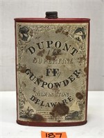 Vintage Dupont Super Fine Gunpowder Tin