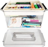 $26  11.4-Inch Storage Box with Tray  Clear Gray