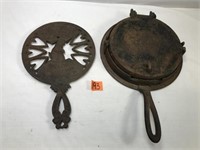 Antique Cast Iron Table Trivet and #8 Waffle