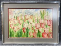 Original Tulips Floral Watercolor Painting
