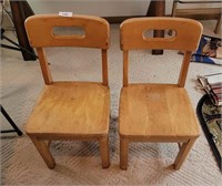 2 Solid Wood Kids Chairs