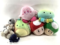 (2) Squishmallows, Mario, Kirby Plushies