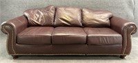Regency Leather Rolled Arm Sofa