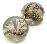 2 Art Glass Paperweights