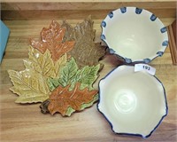 Decorative Bowls & Large Ceramic Leaf Platter