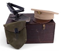 WW2 Army Dress Cap, Army Spade & Explosives Box