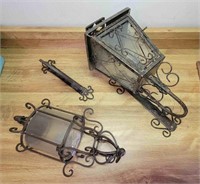 Metal & Glass Wall Sconce Candle Holders