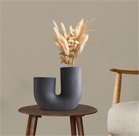 Grey U Shaped Ceramic Vase for Home Decor