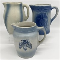 3 Antique Blue & White Stoneware Pottery
