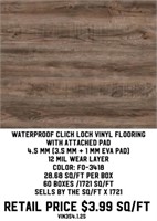 Waterproof Click Lock Vinyl Flooring w/ Pad x1721