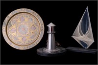 Ocean Themed Desk Items & Brass Decorative Plate