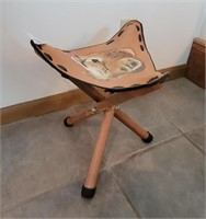 Small Hand Painted Leather Cheetah Stool
