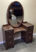 ANTIQUE FINCH FINE FURNITURE DROP WELL MIRRORED