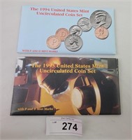 1994 & 1995 Uncirculated Coin Sets