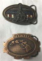 Belt Buckles (2) USA Bicentennial & Hawaii