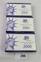 2000 - 2002 U S Mint Proof Sets
