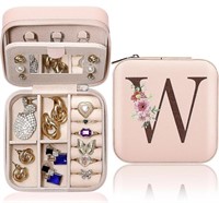 Two Pink Travel Jewelry Cases - Letter W