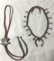 Turquoise & Silver Necklace & Bolo Tie