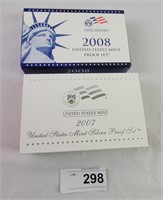 2007 & 2008 U S Mint Proof Sets