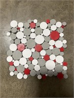 12" x 12" Wht./ Grey/ Red/ Rounds Mosaic x 55 SF