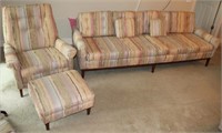 3pc Mid Century Modern Sofa, Reclining Chair w/