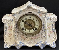 VTG. HAND PAINTED AMERICAN MADE MANTLE CLOCK w
