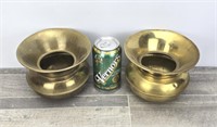 2 BRASS SPITTOONS MARKED MADE IN ENGLAND