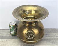 ALL FAMOUS CIGARS 5 CENT BRASS SPITTOON 9" X 10"