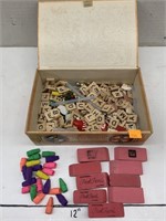 Erasers, Scrabble Pieces, Misc