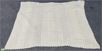 Cream Color Crochet Afghan Blanket
