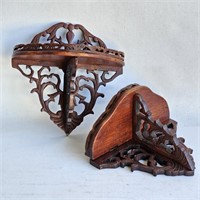 Small Folding Carved Wood Shelves