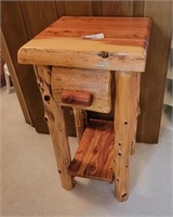 Rustic Red Cedar Log Bedside Table