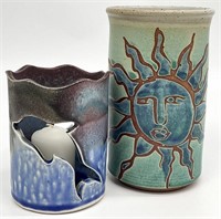 Studio Art Pottery Vase & Candle Holder