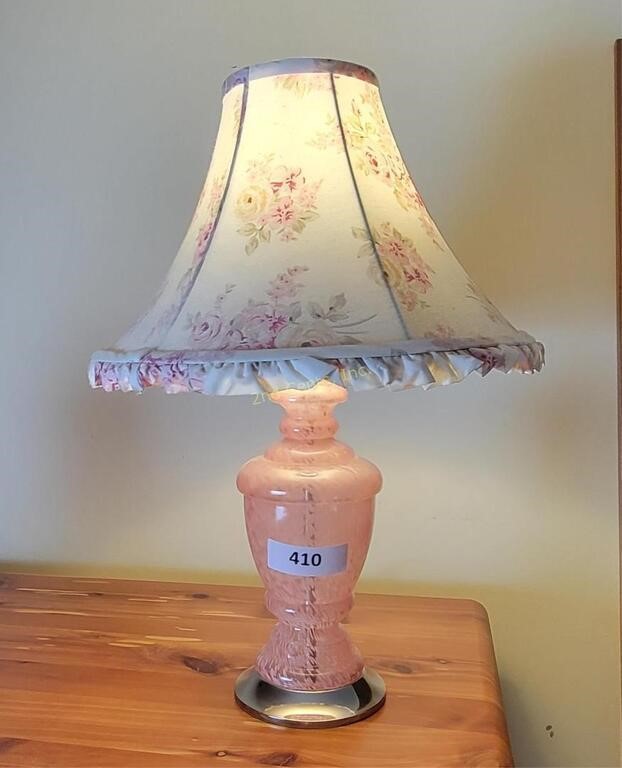 Vintage Pink Glass Lamp
