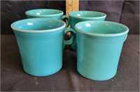 (4) Teal Blue Fiesta Coffee Mugs