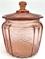 Vintage Pink Glass Biscuit Jar