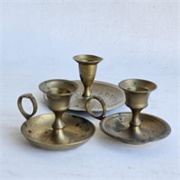 3 Small Brass Candle Holders