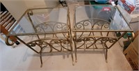 Two Gold Wrought Iron Tables