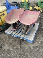 Pair of wheelbarrows wheel mounting repairs
