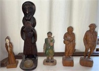 Hand Carved Wood Figurine Collection