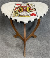 Painted King & Queen of Hearts Table