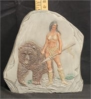 Mt St Helens Ash Indian/Bear Figurine