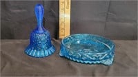 Fenton Daisy/Button Blue Bell/3 Footed Blue Dish